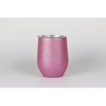 Lézerezhető fém bögre pink glitteres  rozsdamentes 360ml / 163915